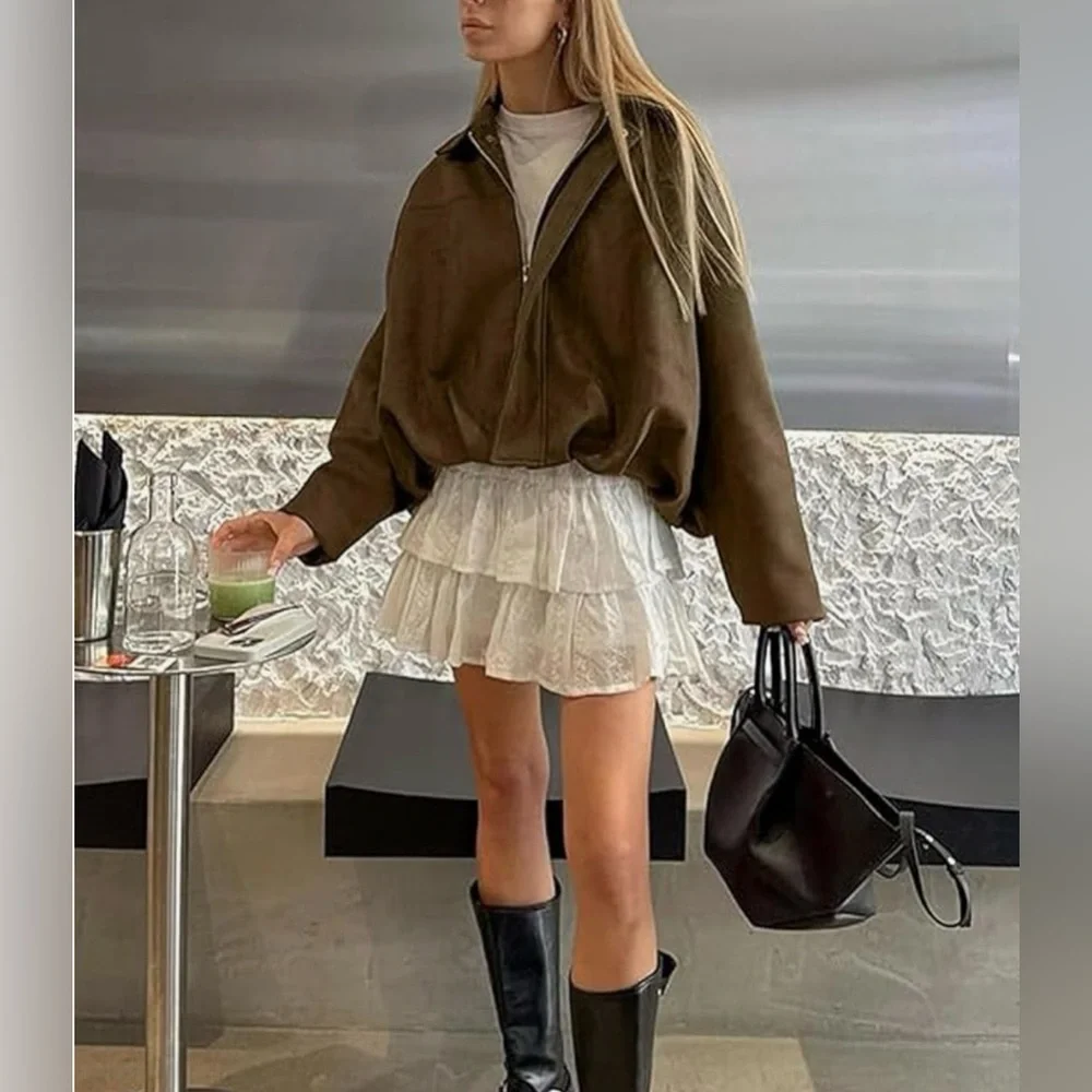 NWT Brown Bomber Jacket - Picture 6 of 11